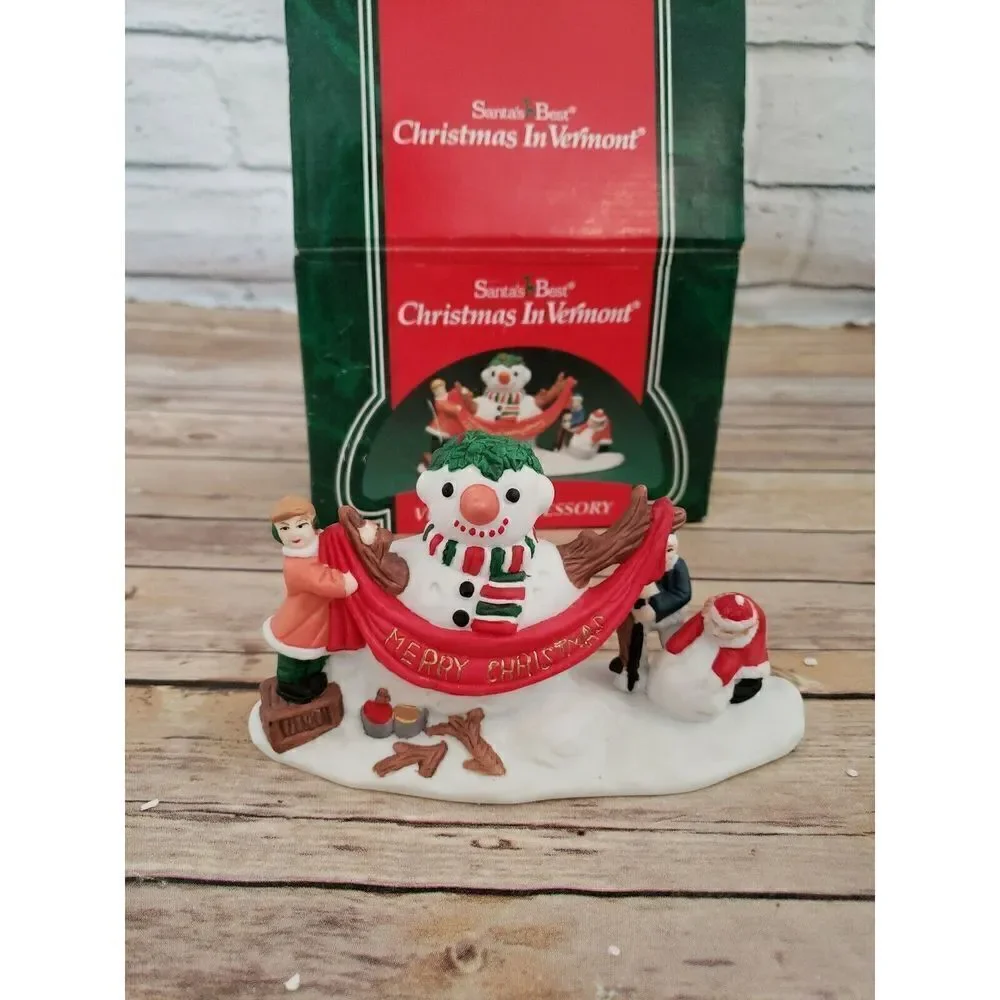 Santa's Best Christmas In Vermont Village accessory snowman merry christmas